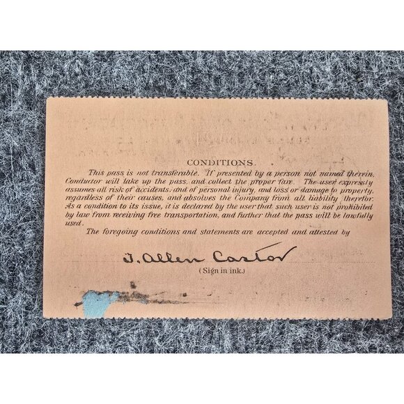 1924 Pennsylvania Railroad System Agent Pass Paper Ephemera No. BD 4884 Signed - Picture 4 of 4